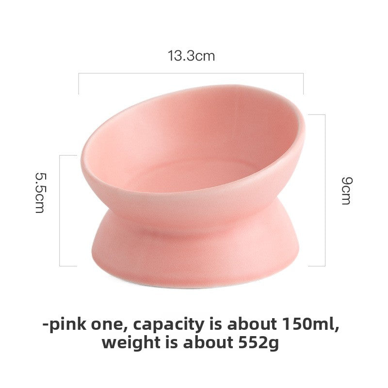 Slanted-mouthed high-legged pet food bowl